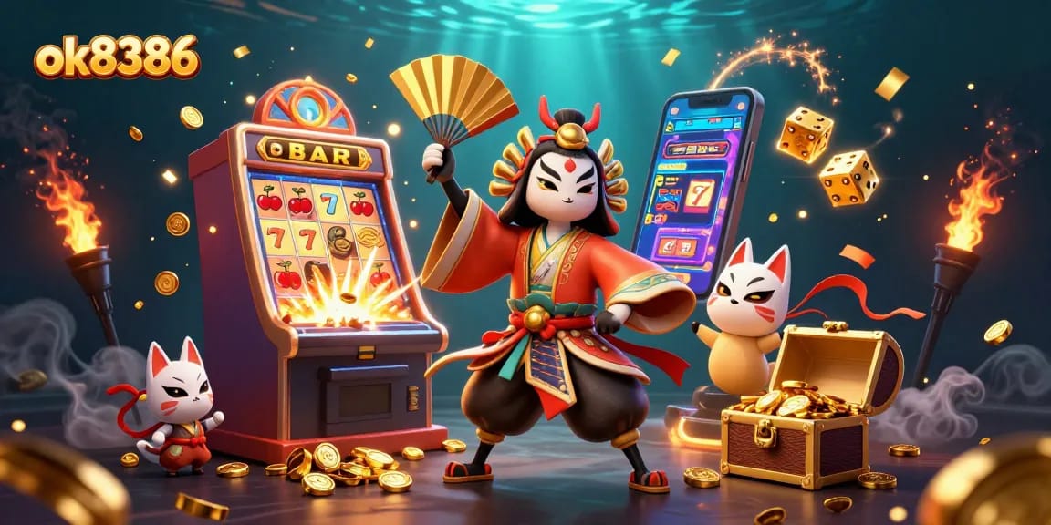 Experience the thrill of ok8386 with vibrant 3D casino elements and jackpot excitement.