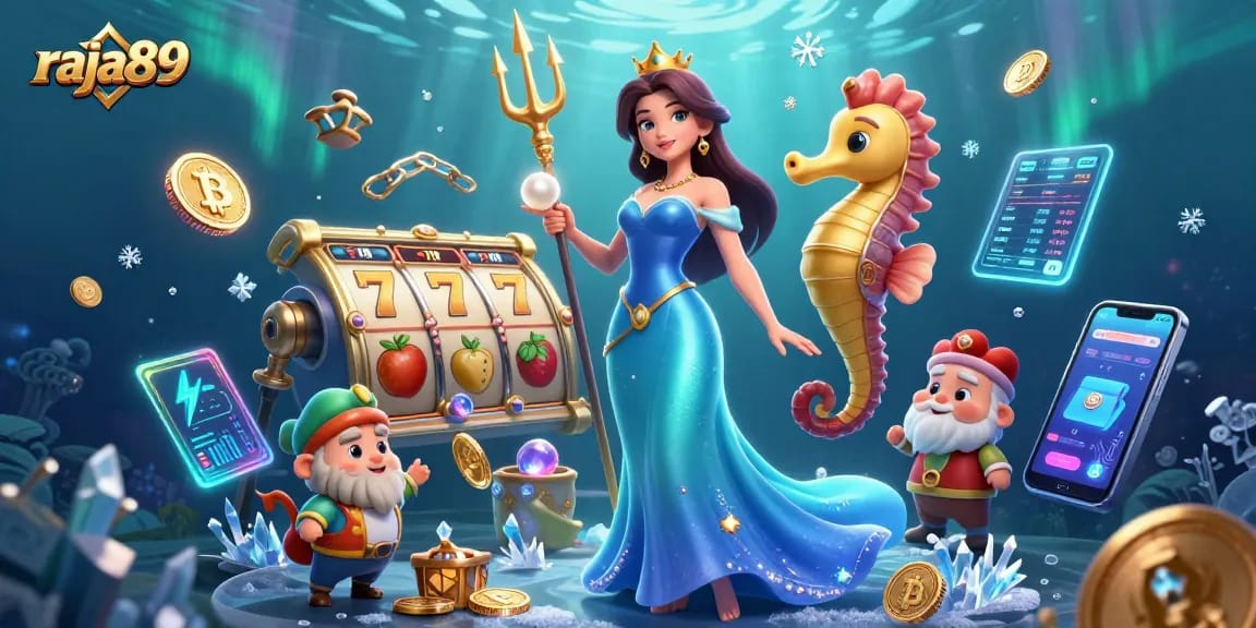 Engage with thrilling raja89 slots, featuring a captivating 3D ocean scene and dynamic game elements.