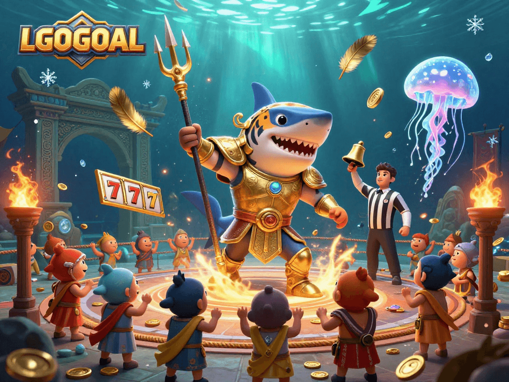 Engage with LGOGOAL's thrilling underwater slot showdown amidst vibrant visuals and dynamic characters.