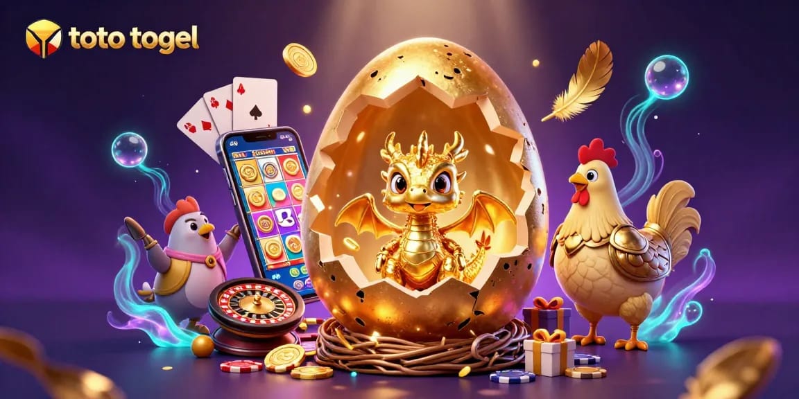 Experience thrilling toto togel gaming with golden dragon, poker chips, and vibrant slot games