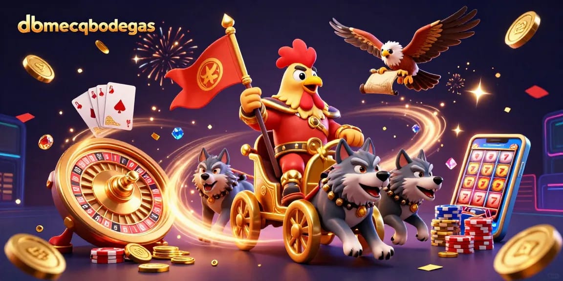 Experience excitement with domecqbodegas, featuring a 3D rooster warlord and casino elements.