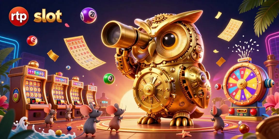 Spin the reels for big wins with this colorful rtp slot digital illustration in a vibrant casino setting.