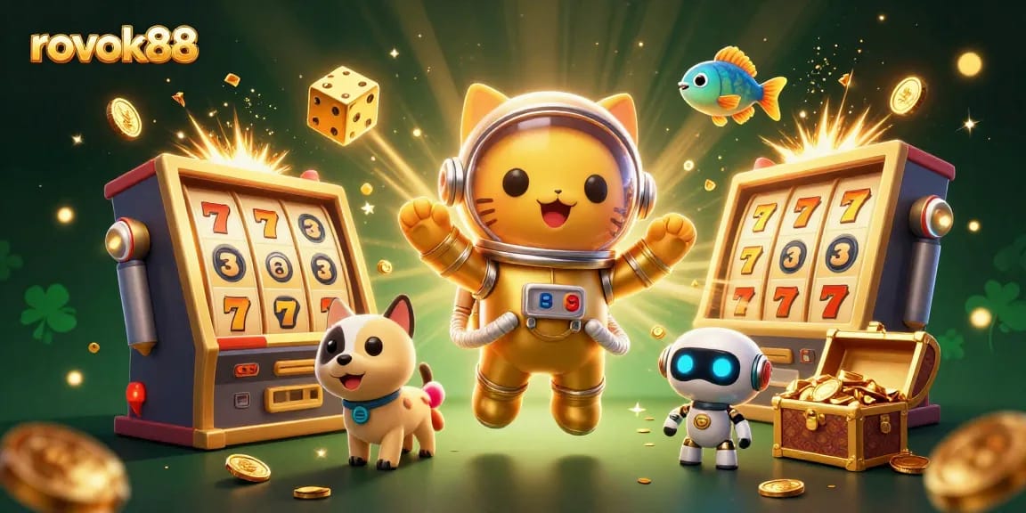 Engage with rokok88 by spinning dynamic slot machines in a vibrant casino scene.