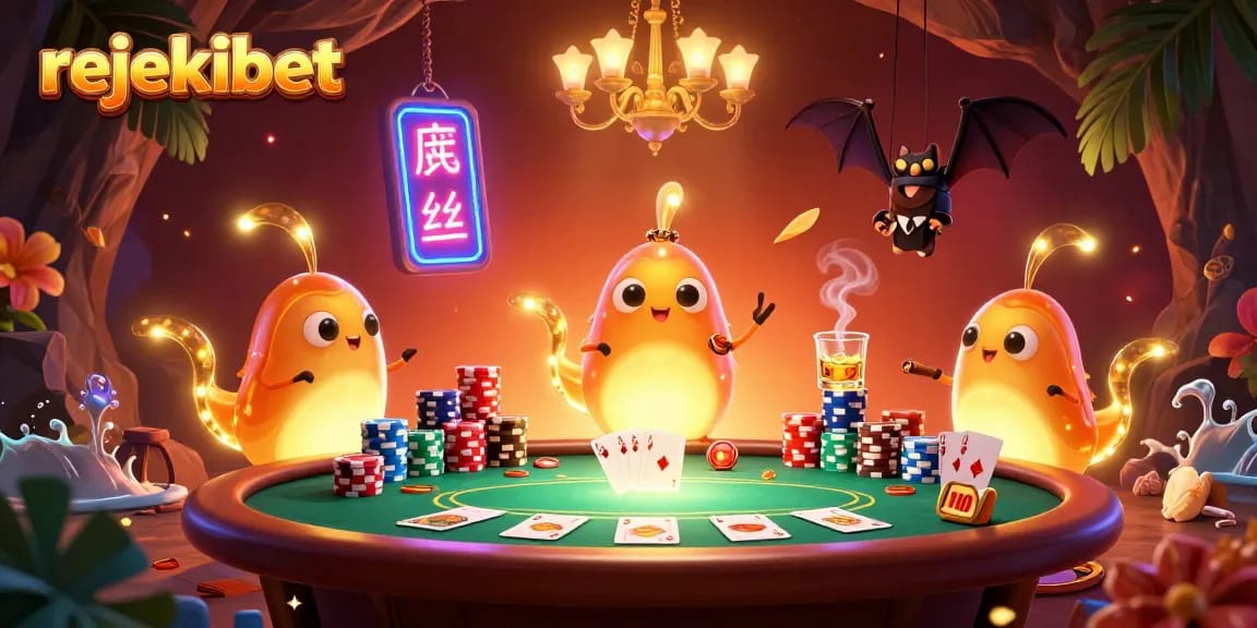 Experience the excitement of rejekibet with glowing casino characters lighting up the scene.