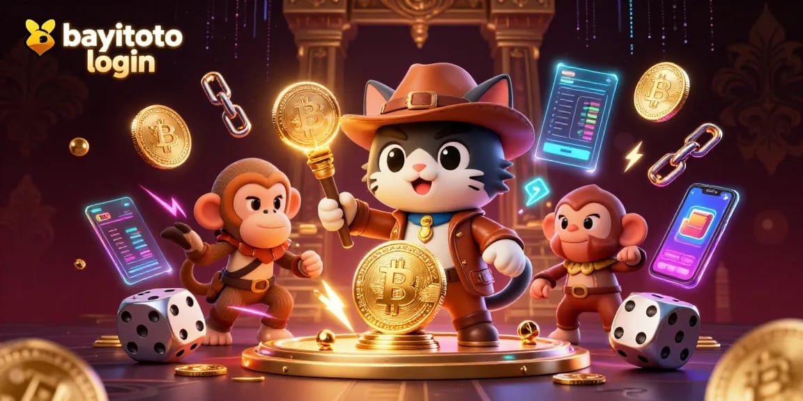 Experience bayitoto login with a rich jungle illustration featuring a cat archaeologist and treasures.