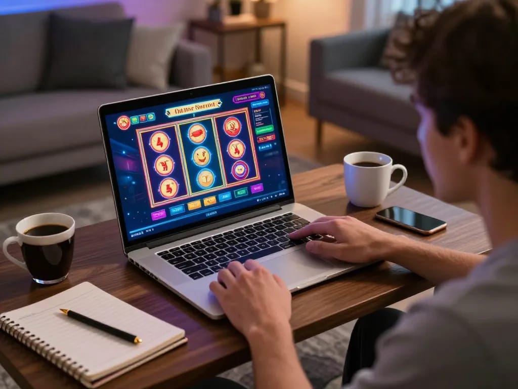 LGO99 Situs Game Online Terpercaya Di INDONESIA player engaging with online casino games from home setup.