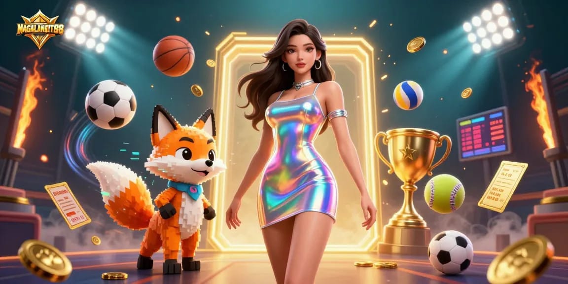 NAGALANGIT88 features vibrant casino-themed illustration showcasing dynamic gaming elements with rich visual detail.