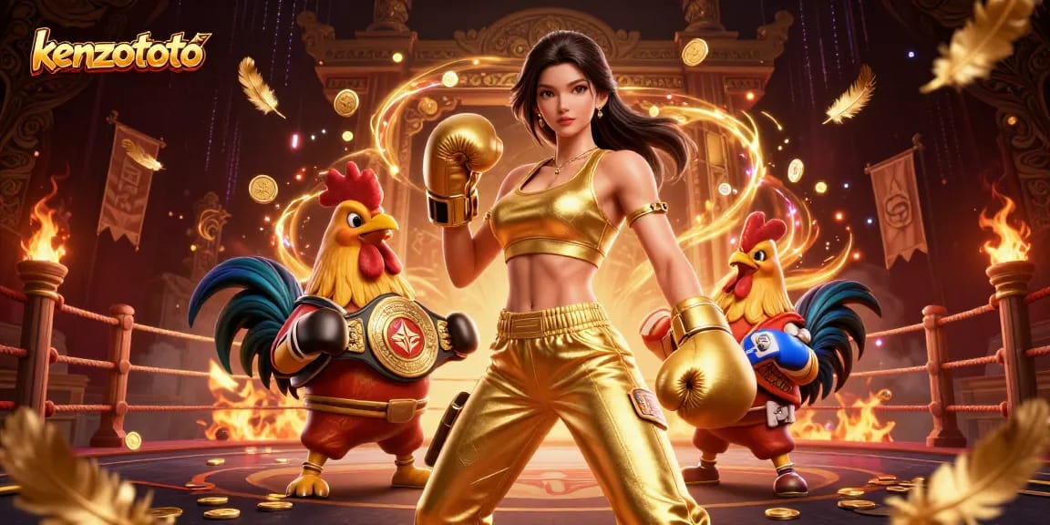 Join kenzototo for exciting lottery chances with vibrant gaming elements in a lively illustration.