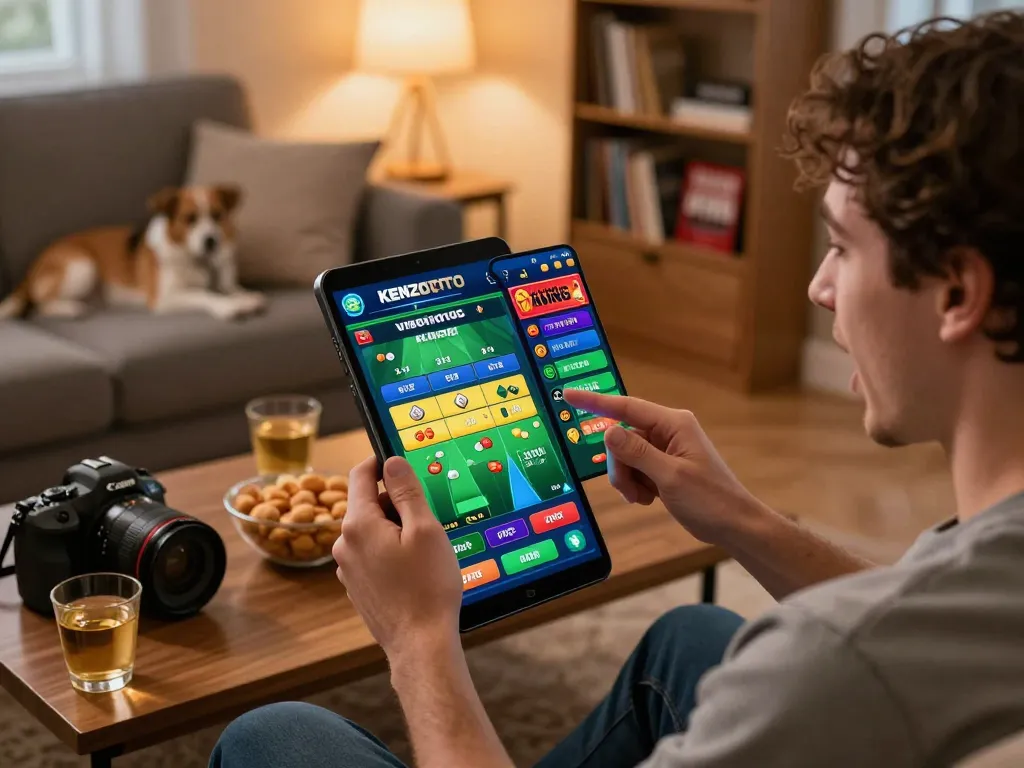 Pemain yang bersemangat menggunakan aplikasi KENZOTOTO untuk pengalaman taruhan online terkini.