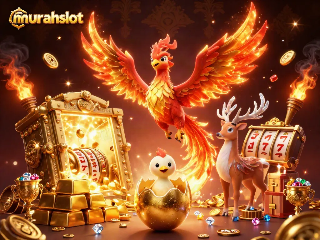 Experience exciting gameplay with murahslot as the fire phoenix soars above gold and gems.