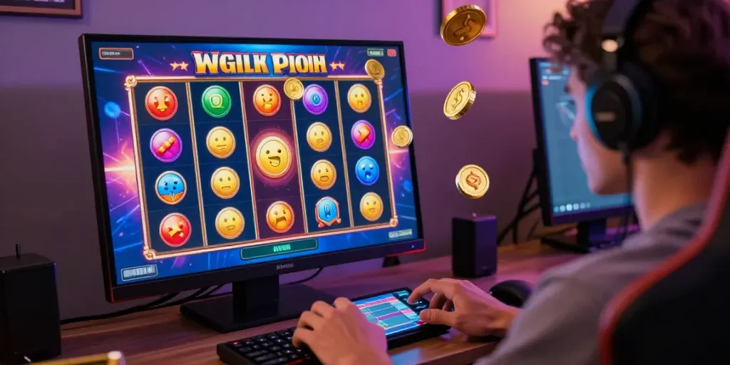 Pengguna bermain OMTOGEL di perangkat mobile dalam ruangan gaming modern.