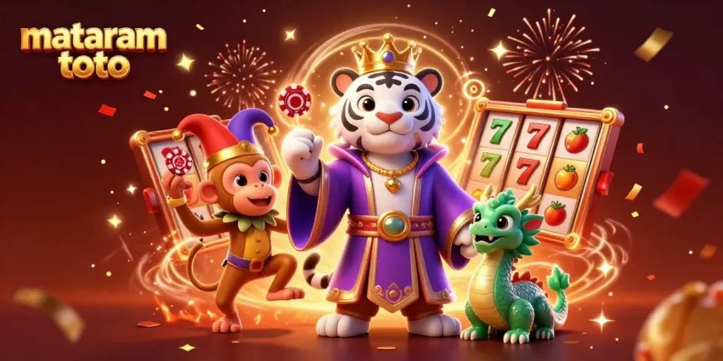 Experience the thrill of Mataram Toto with playful characters and dynamic casino elements.