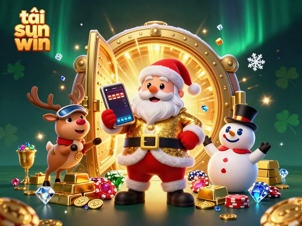 Experience the excitement of tải sun win with Santa Claus and friends in a festive casino setting.
