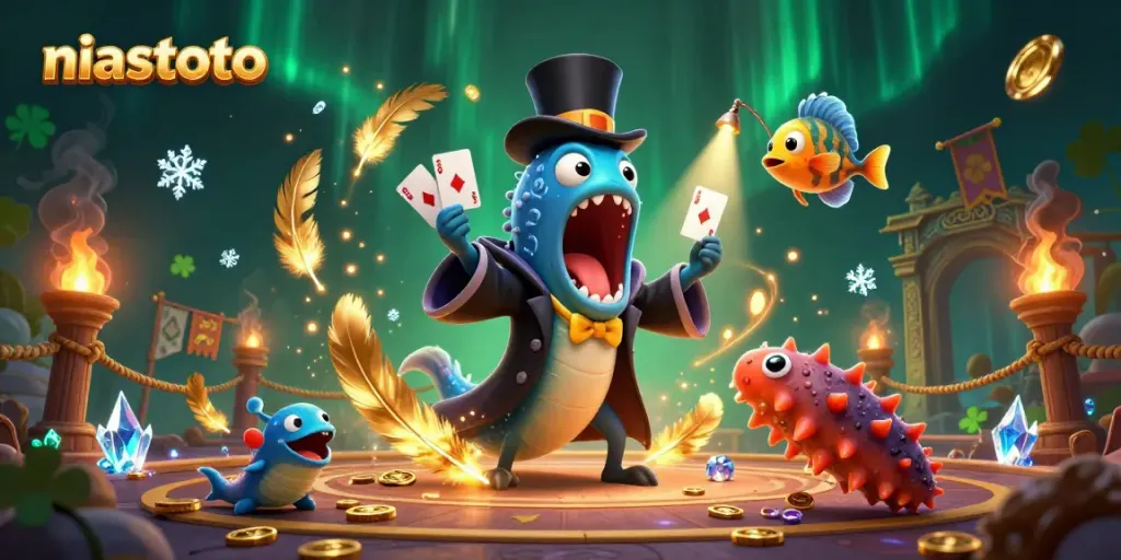 Engaging 3D illustration showcasing niastoto's vibrant online gambling entertainment scene.