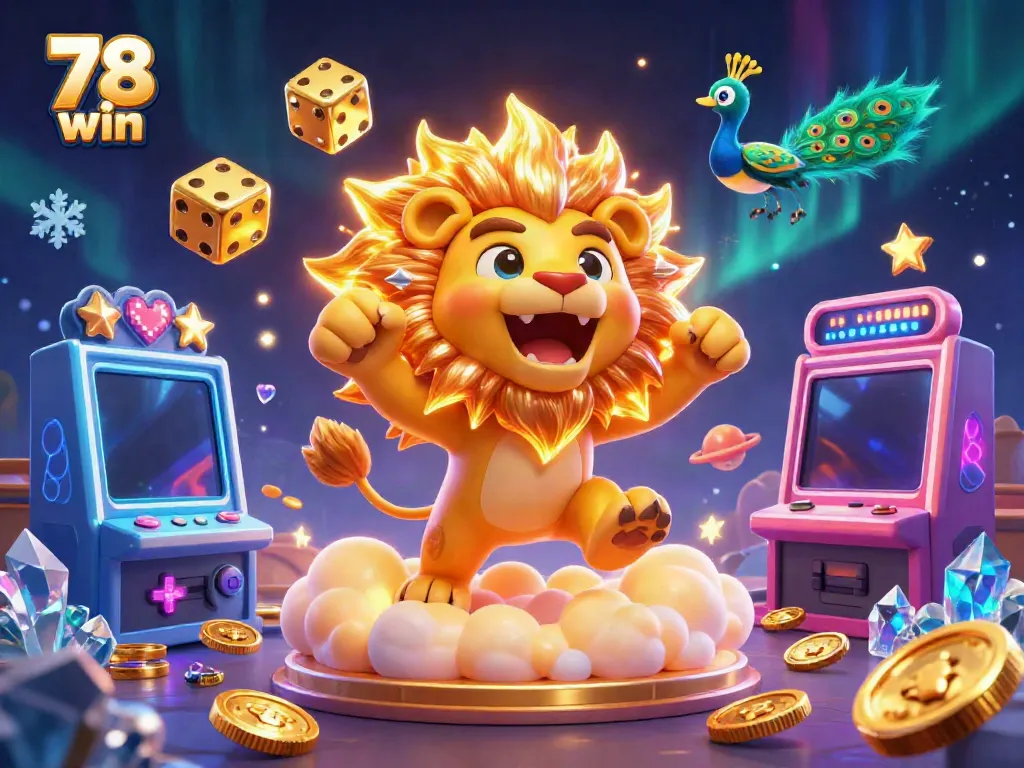 Engage in thrilling slot experiences at 78 win, illustrated with dynamic characters and vibrant game elements.