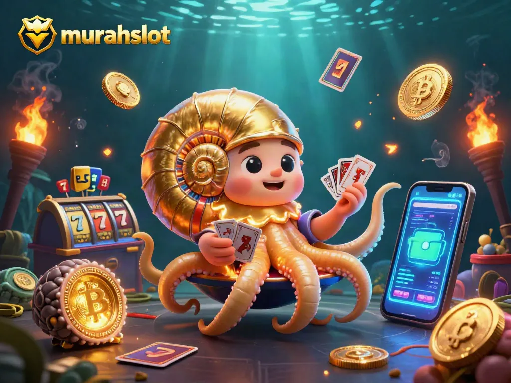 Memicu keberuntungan dengan murahslot, nautilus raksasa berputar, slot, dan koin crypto berkilau.