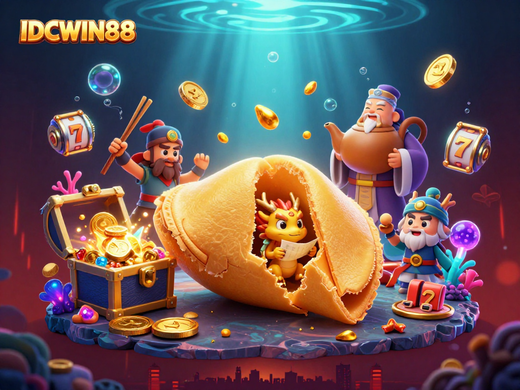 Join the adventure with IDCWIN88 in this vibrant 3D casino-themed illustration showcasing luck and fortune.