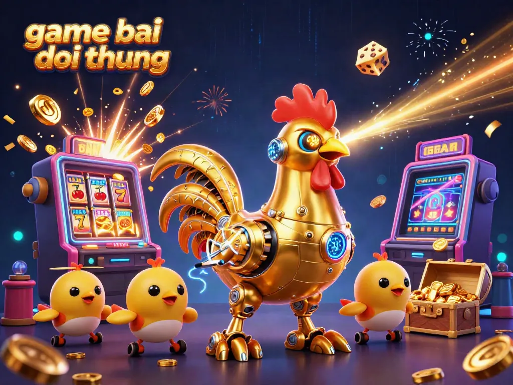 Experience endless excitement with game bai doi thuong elements bursting from machines and vibrant characters