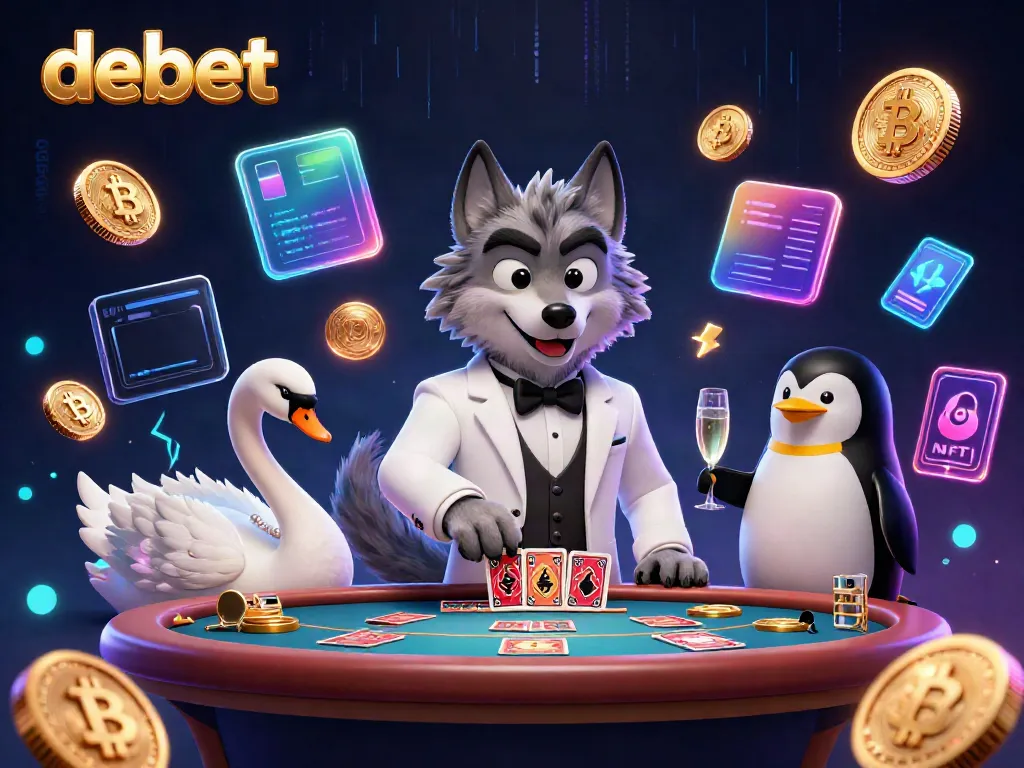 Engage in thrilling baccarat with debet featuring a debonair wolf, elegant swan dealer, and sophisticated penguin sommelier.