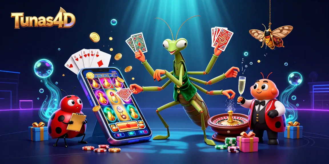 Tunas4D menampilkan mantis raksasa dan pengawas ladybug dalam suasana kasino yang memukau.