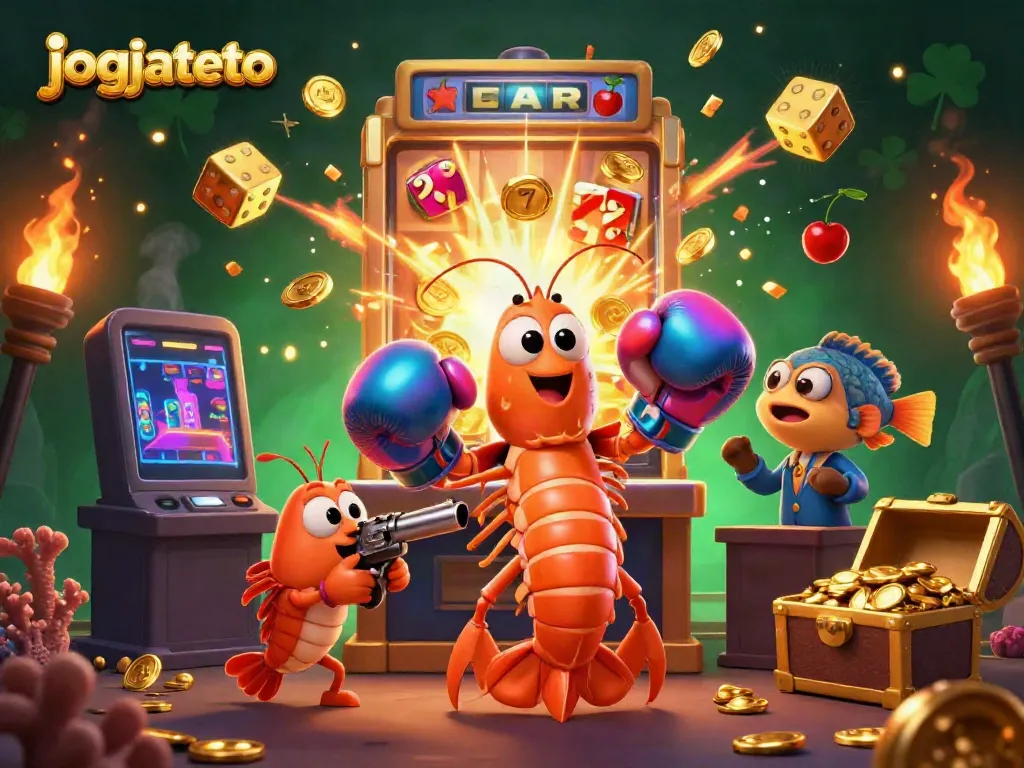 Engage in thrilling gameplay at jogjatoto with vibrant casino elements and action-filled characters.