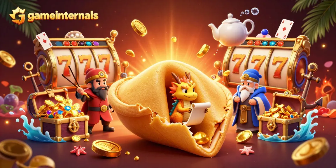 Spin the jackpot reels with gameinternals' giant fortune cookie character and guardian chopsticks amidst treasure bursts.