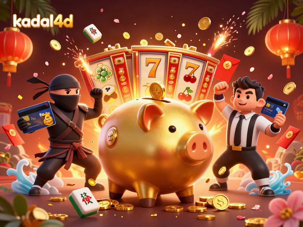 Experience thrilling gameplay and winnings at kadal4d with dynamic golden characters in a vibrant casino setting.